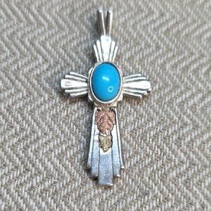 Elegant Silver and Turquoise Cross Pendant